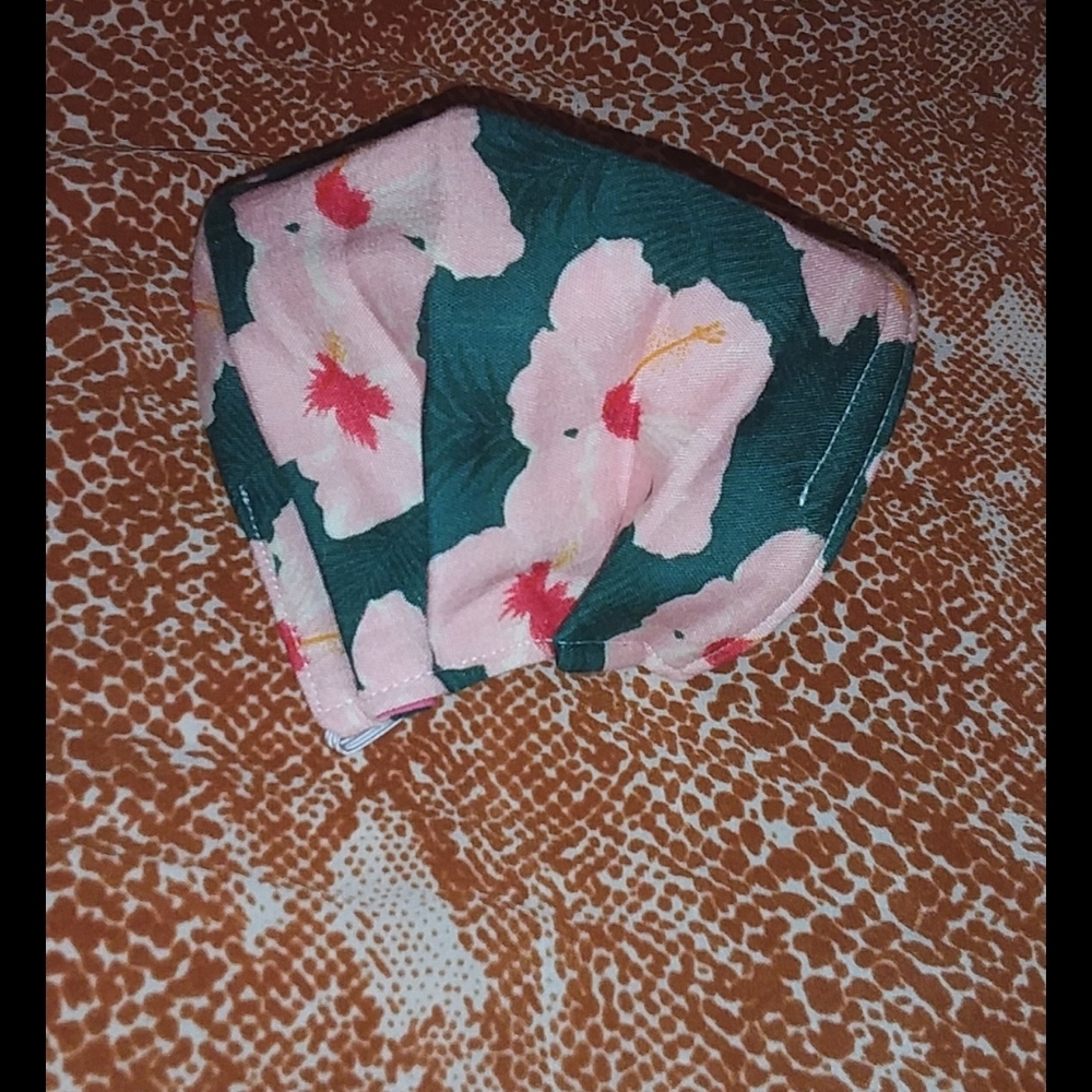 Acacia Mahalo cloth face mask fabric swimwear green pink peach hibiscus … - Picture 3 of 6